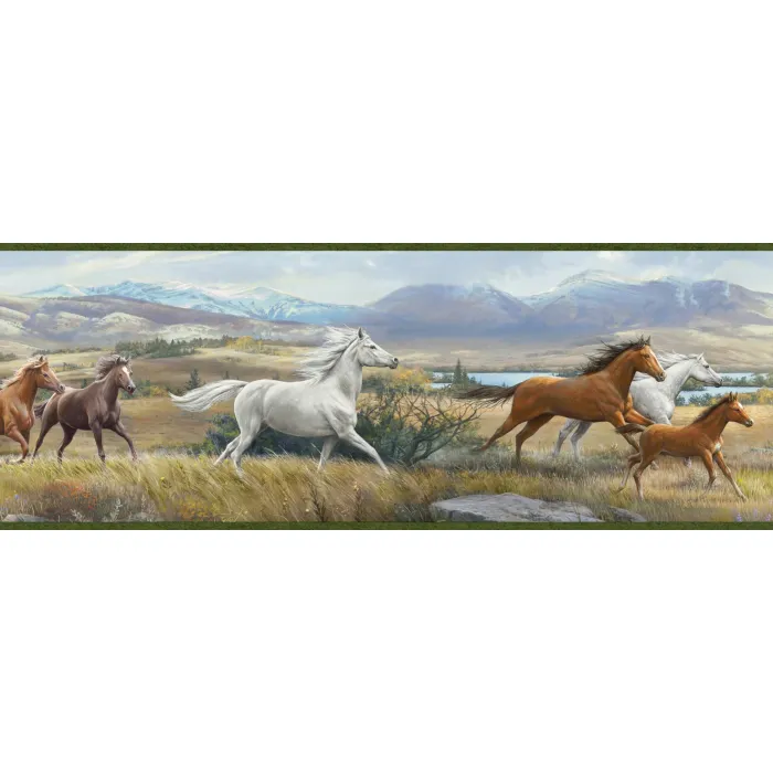 Sally Blue Wild Horses Portrait Wallpaper Border Chesapeake BBC48481B