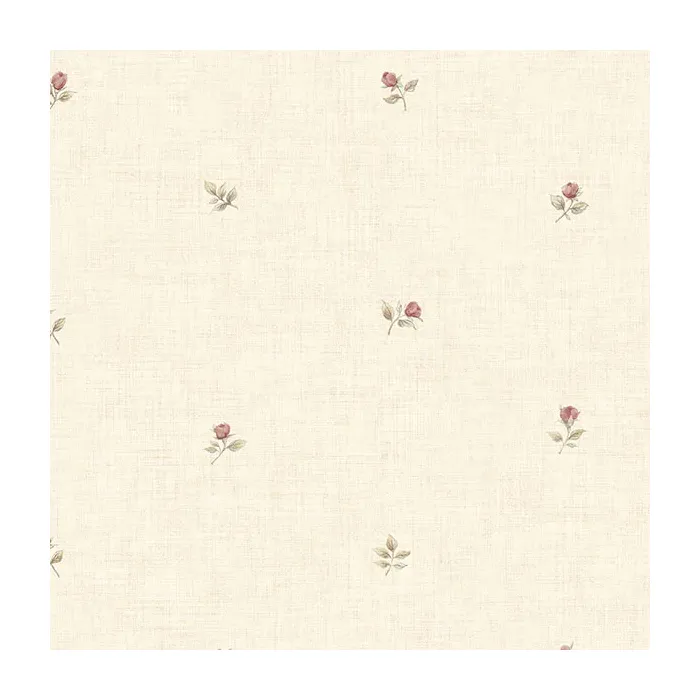 Rose Buds Wallpaper Beige, Red, Green Norwall Wallcovering CG28855