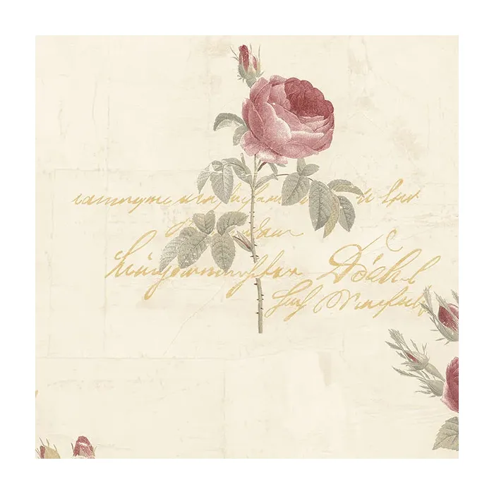 Script Rose Wallpaper Red, Tan, Metallic Gold Norwall Wallcovering CG28860