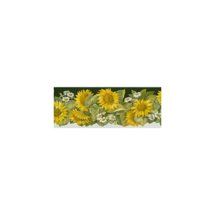 Sunflower and Daisy Black Wallpaper Border