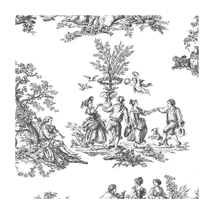 Romantic Toile Wallpaper Black, White Norwall Wallcovering CH22508