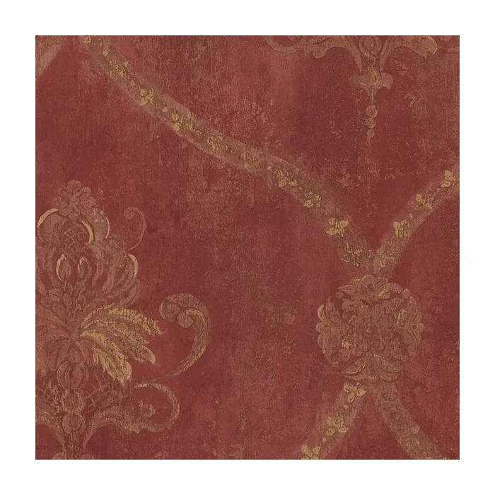 Regal Damask Wallpaper Red, Ochre Norwall Wallcovering CH22565