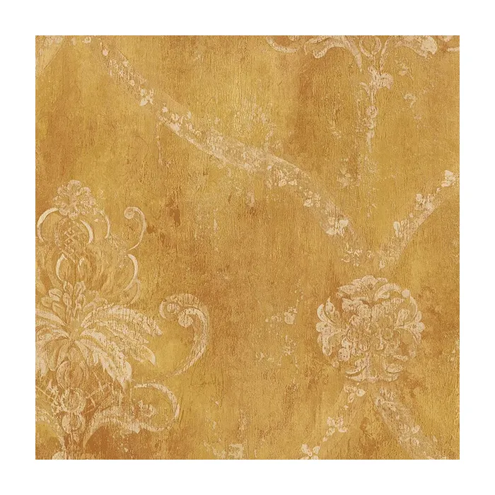 Regal Damask Wallpaper Ochre, Yellow Norwall Wallcovering CH22566