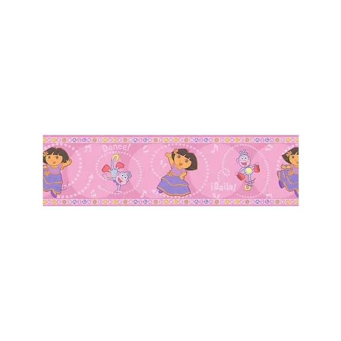 Pink Dora Dancing Wallpaper Border