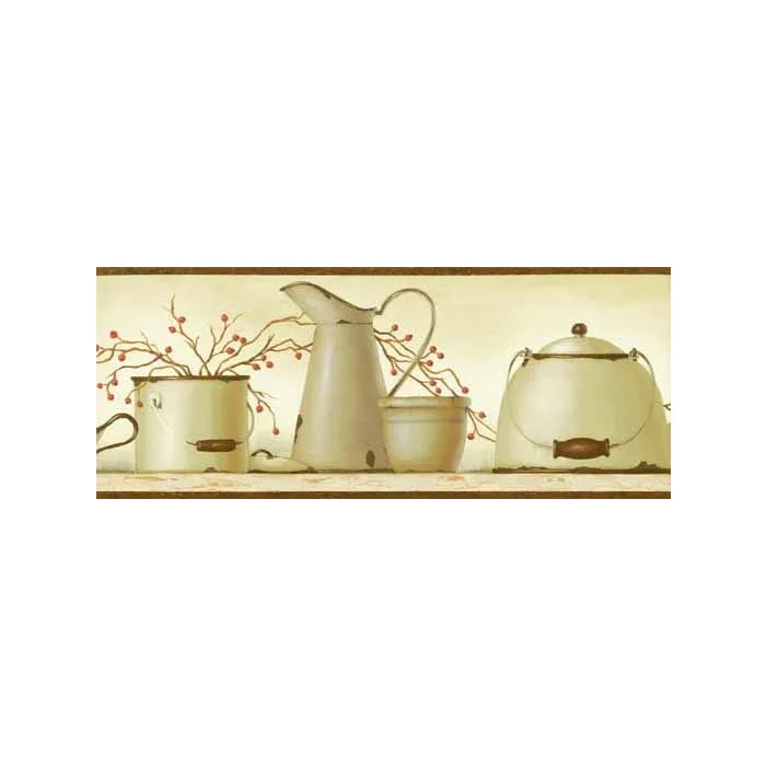 Burgundy Enamelware Wallpaper Border