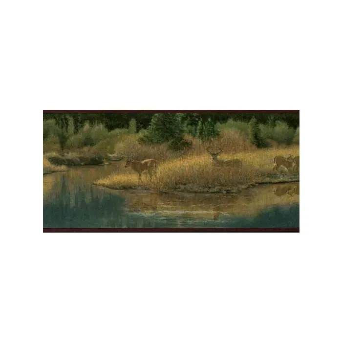 Burgundy Deer Valley Wallpaper Border  - Only 4 Rolls Left