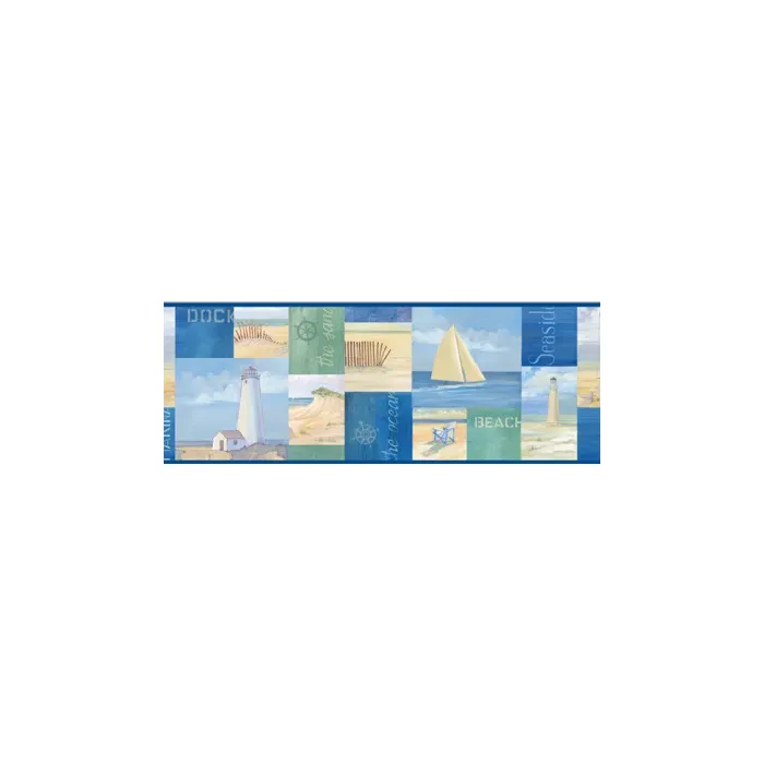 Coastal Breeze Collage Wallpaper Border - Chesapeake Wallcoverings