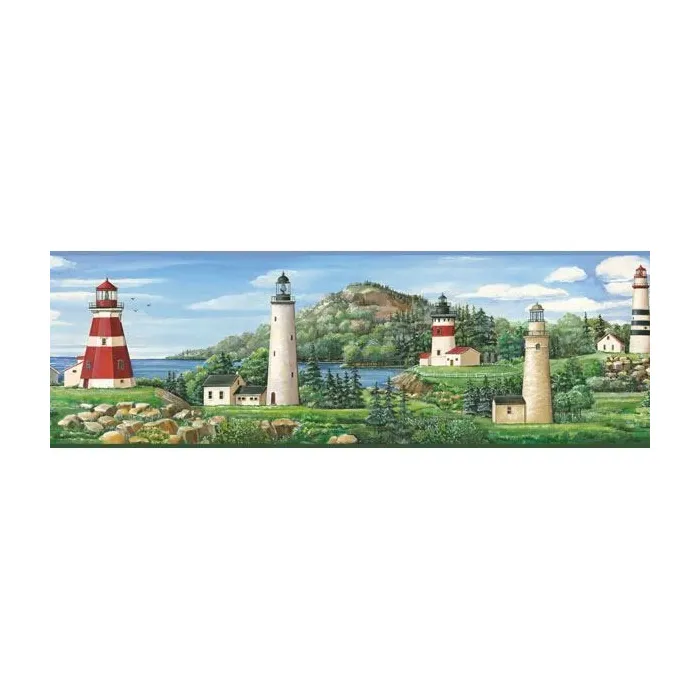 Lake Lighthouse Wallpaper Border - Chesapeake Wallcovering
