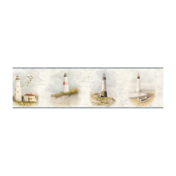 Lighthouses Of The Coast Wallpaper Border - Chesapeake Wallcoverings
