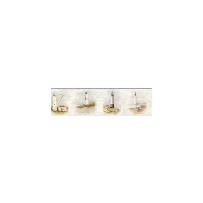 Lighthouses Of The Coast Wallpaper Border - Chesapeake Wallcoverings