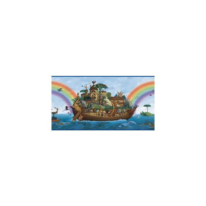 Noah's Ark & Rainbows Walllpaper Border - Chesapeake Wallcovering