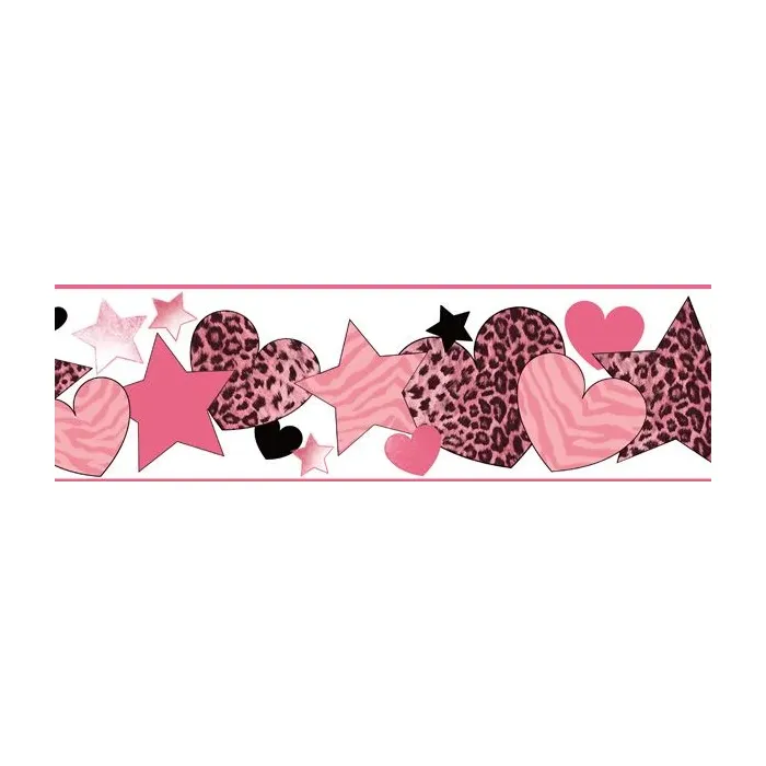 Diva Hearts and Stars Wallpaper Border - Chesapeake Wallcovering