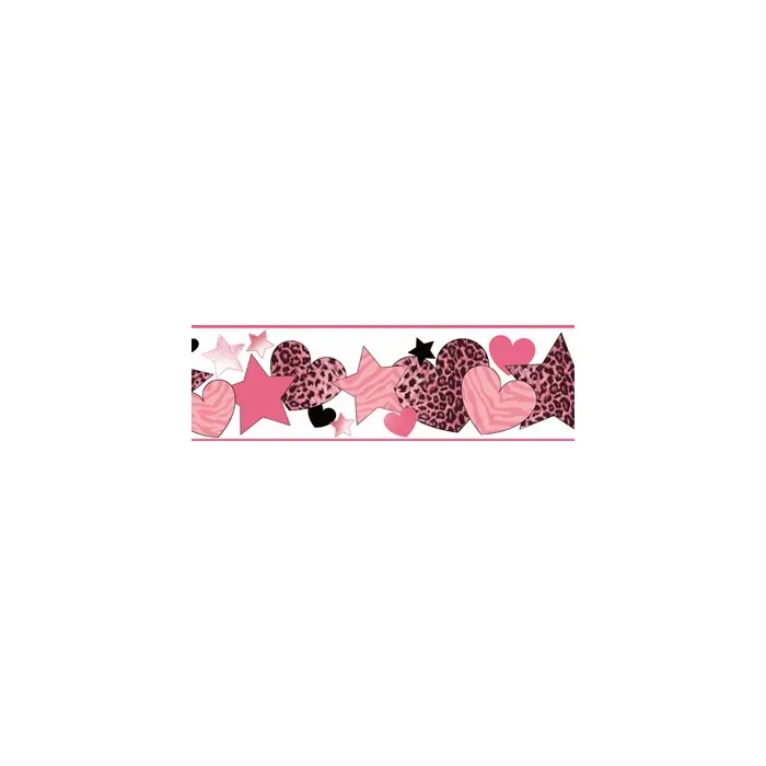 Diva Hearts and Stars Wallpaper Border - Chesapeake Wallcovering