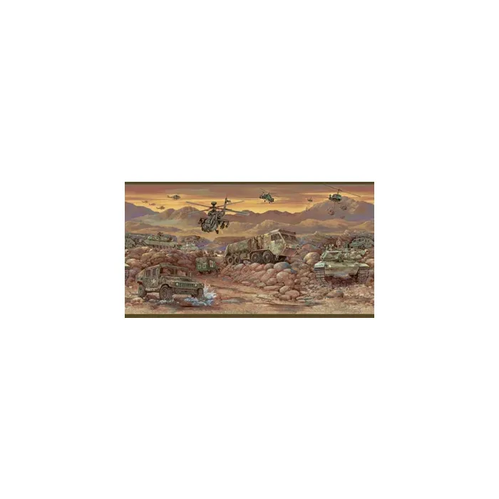 Military Mash Unit Wallpaper Border - Chesapeake Wallcovering