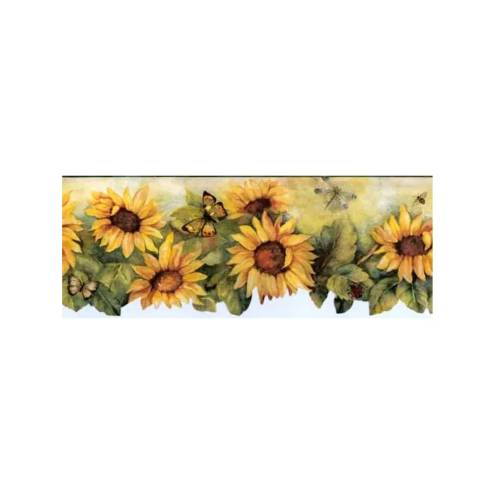 Die Cut Green Sunflower Wallpaper Border
