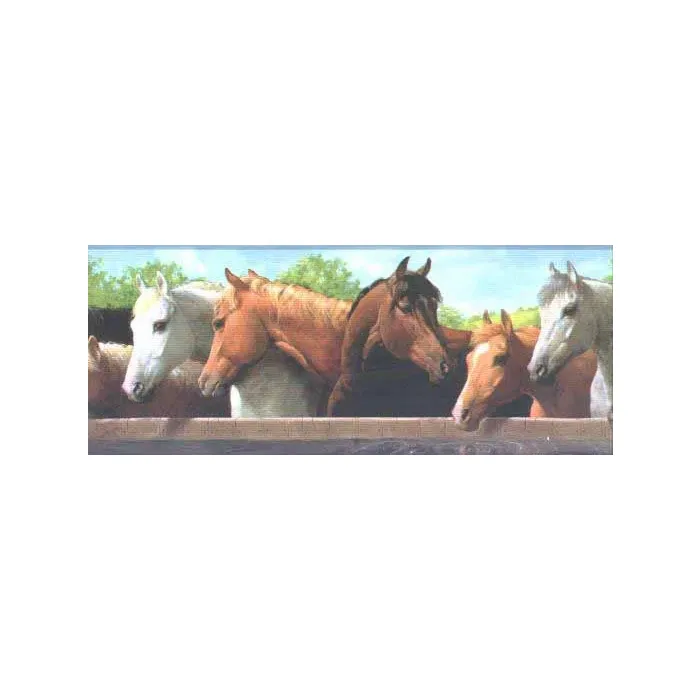 Blue Horse Feeding Time Wallpaper Border