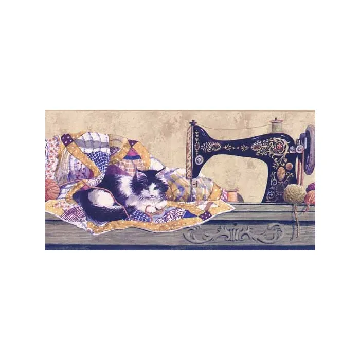 Sewing Cat Wallpaper Border