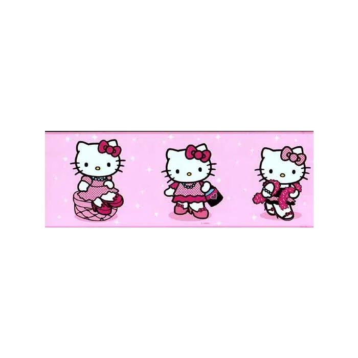 Hello Kitty Pink Dressed Up Wall Border