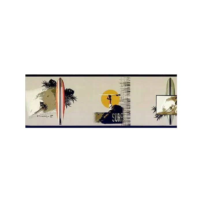 Contemporary Surfboard Wallpaper Border
