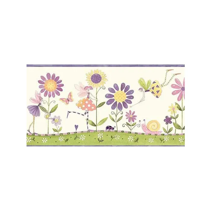 Purple Flower Fairies Wallpaper Border