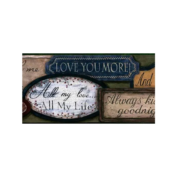 Green Love Country Sayings Wallpaper Border