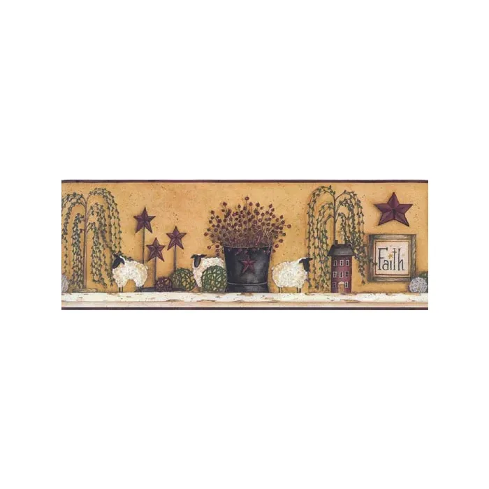 Sheep Willow Tree Love Wallpaper Border