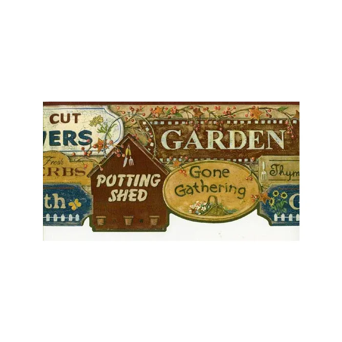 Gardening Sign Wall paper Border - York Wallcoverings