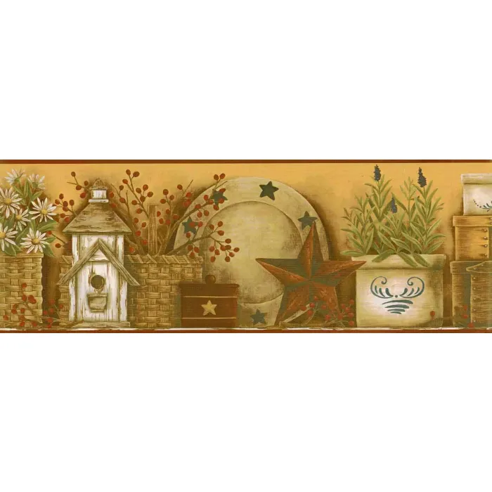 Golden Country Items Wallpaper Border