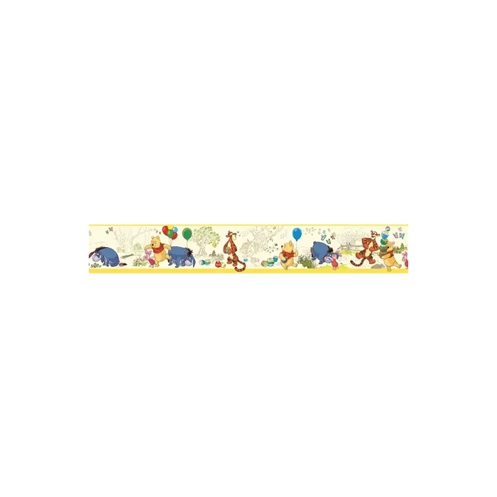 Yellow Pooh and Friends Toile Disney Wallpaper Border