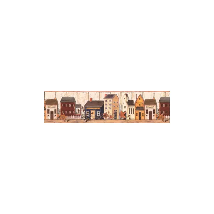 Folk Art Shaker House Wallpaper Border