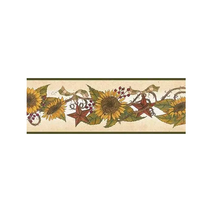 Sunflowers and Tin Stars Wallpaper Border