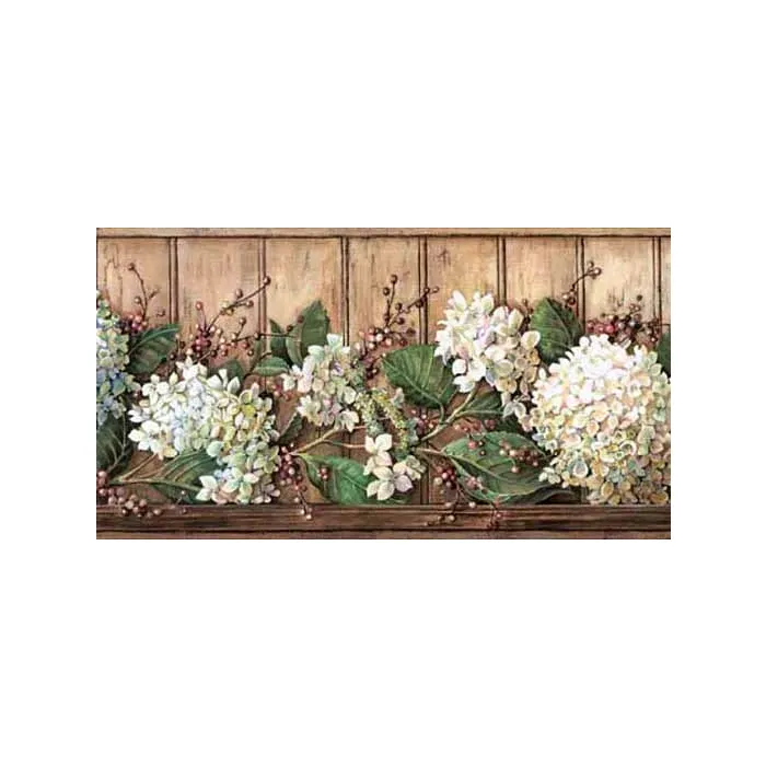 Vines of Hydrangea Wallpaper Border - York Wallcovering