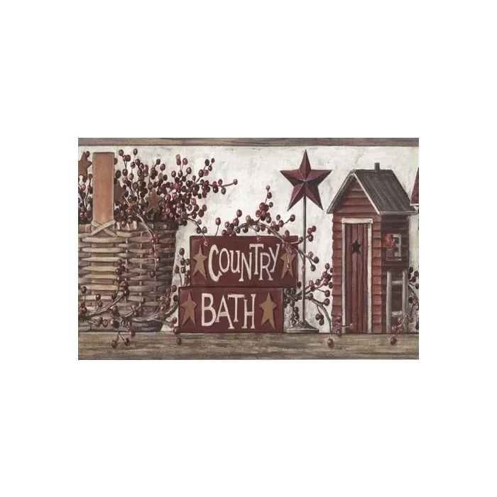 Brown Country Wash Room Wallpaper Border