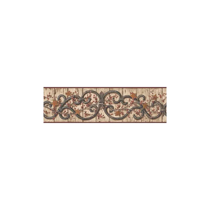 Black Iron Scroll Wallpaper Border- 1 Roll