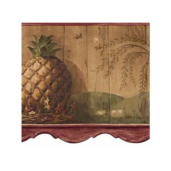 Pineapple Burgundy Wallpaper Border