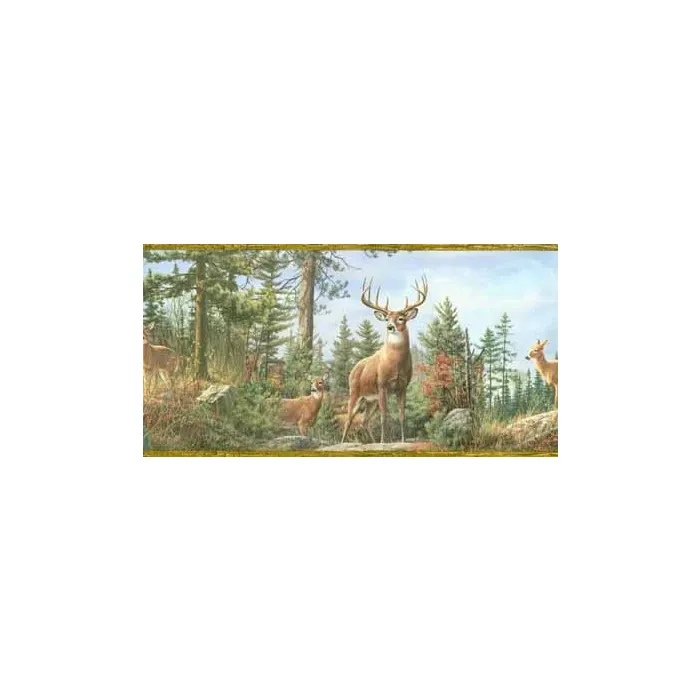 Fern Brown Whitetail Deer Wallpaper Border - Chesapeake Wallcovering