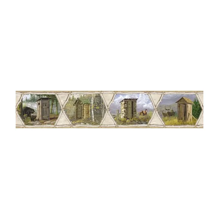 Wildlife Outhouse Wallpaper Border - Chesapeake Wallcovering