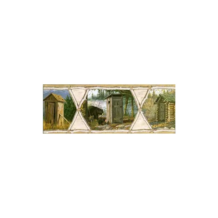 Wildlife Outhouse Wallpaper Border - Chesapeake Wallcovering