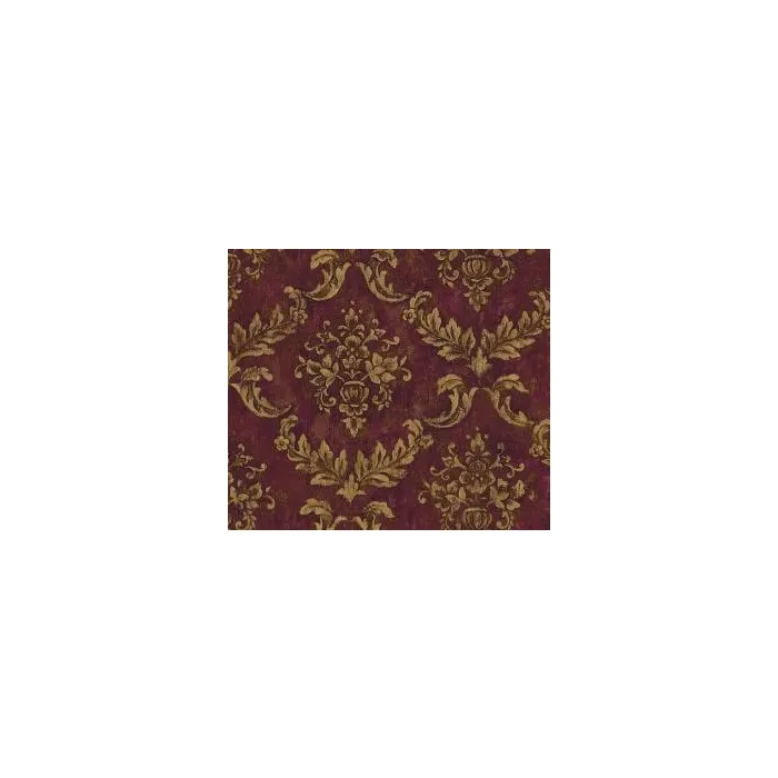 Burgundy and Gold Brocade Wallpaper