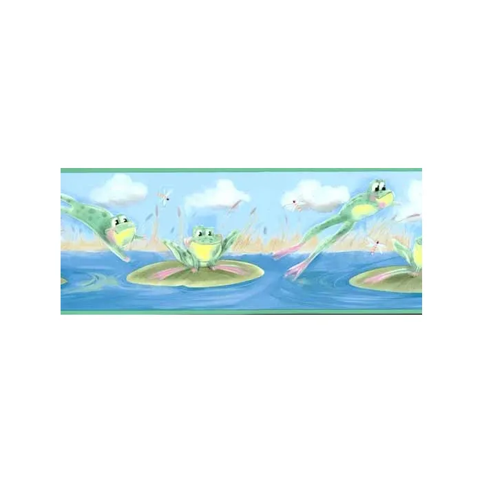 Green Leaping Frog Wallpaper Border