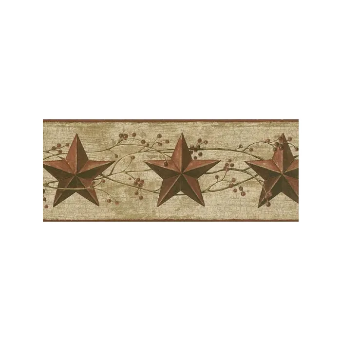 Burgundy Pip Berry Barn Star Wall paper Border