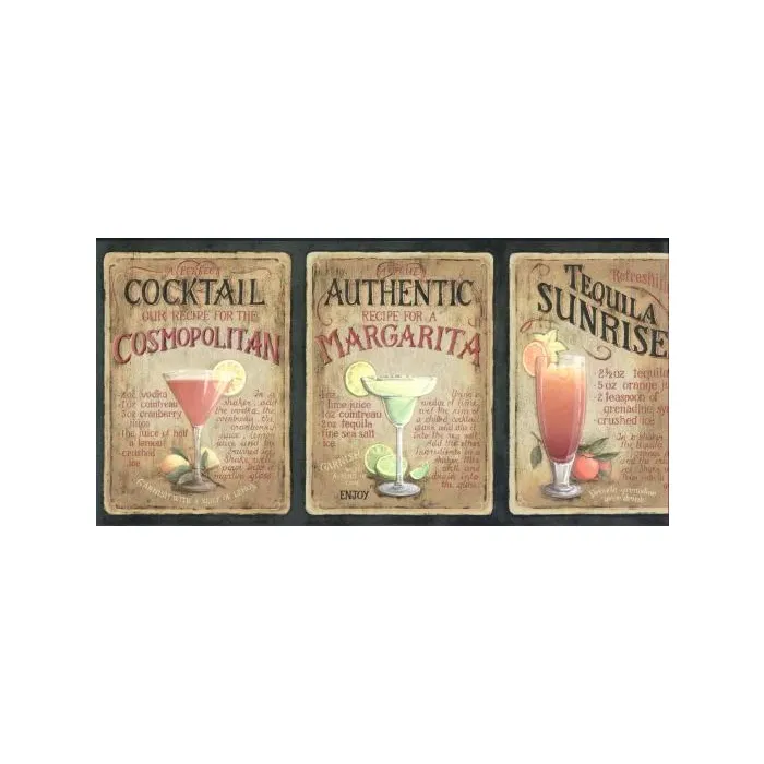 Mixed Drink Recipe Wallpaper Border - 3 Left