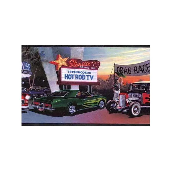 4 Decades of Hot Rods Wall Border  LL50142B