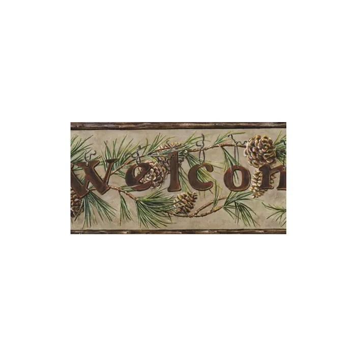 Welcome Pinecone Wall Paper Border- 4 Rolls