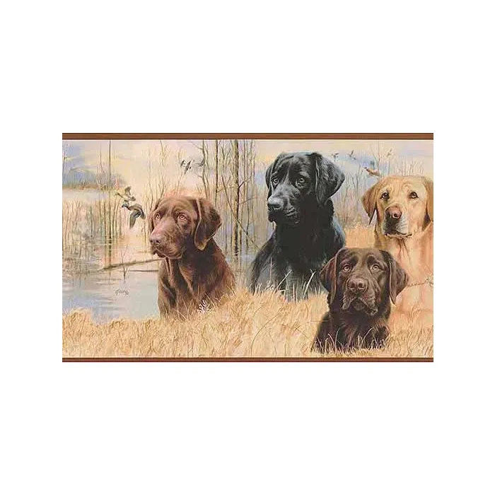 Brown Labradors Wall Paper Border- 1 Roll Left