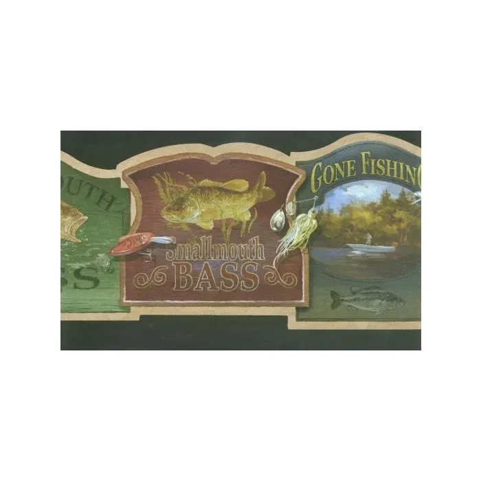 Die Cut Fishing Plaque Wallpaper Border