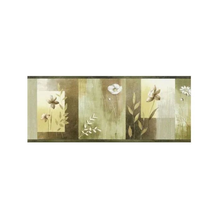 Color Block Floral Wallpaper Border
