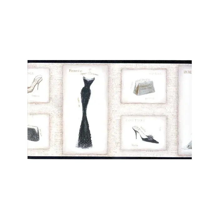 Black Vintage Dress Wallpaper Border