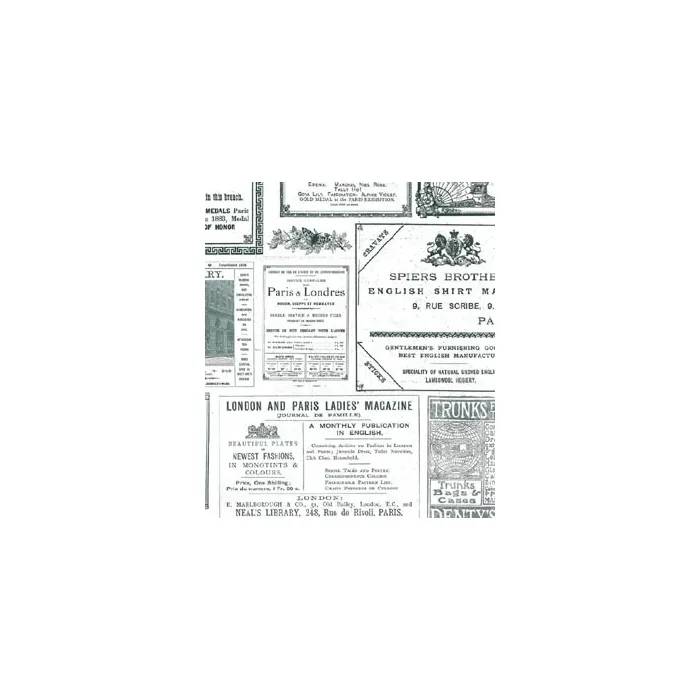 Black French Newsprint Wallpaper