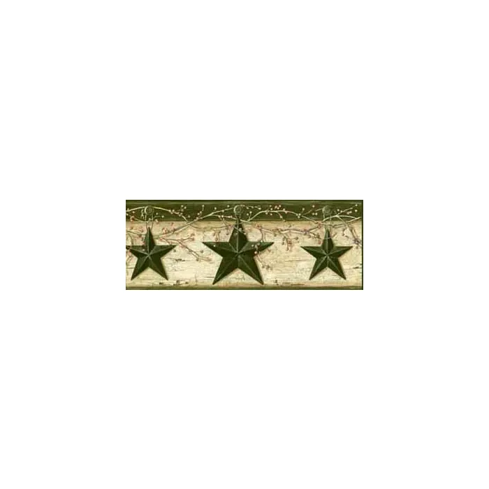 Tin Barn Stars & Pip Berries Wallpaper Border - Chesapeake Wallcovering
